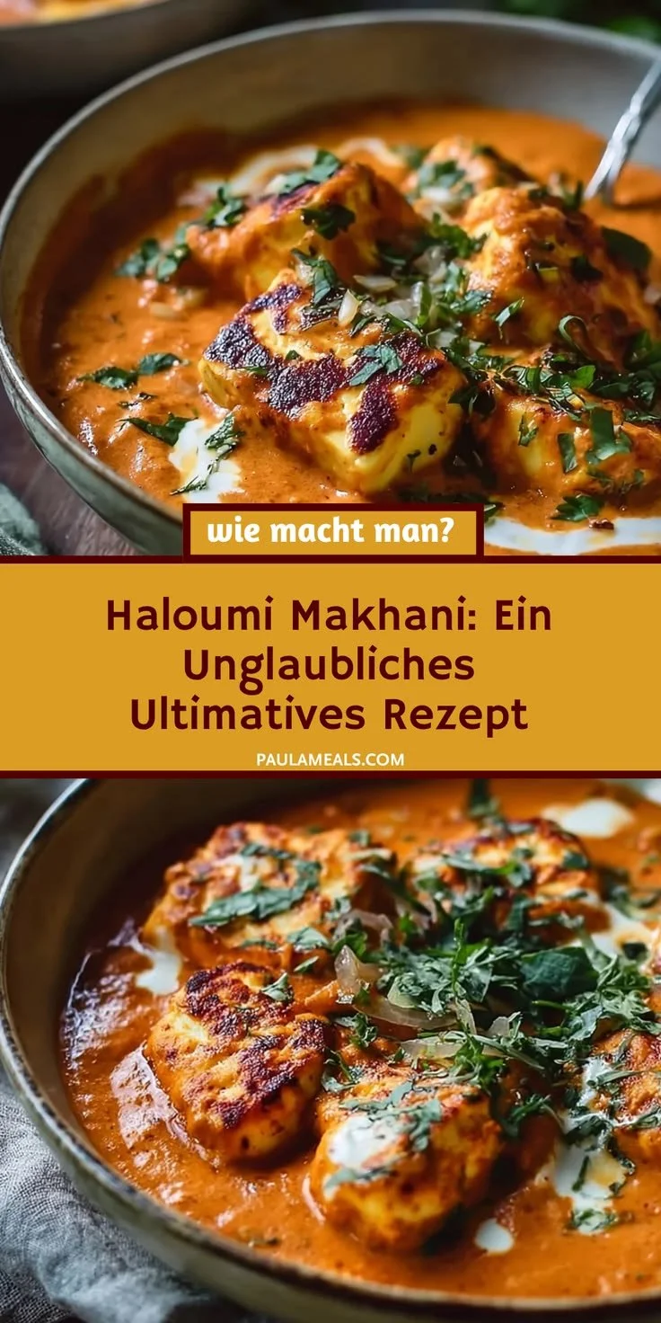 Schmackhaftes Haloumi Makhani Gericht auf einem Teller.