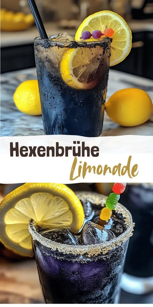 Hexenbrühe Limonade als Halloween Partygetränk serviert