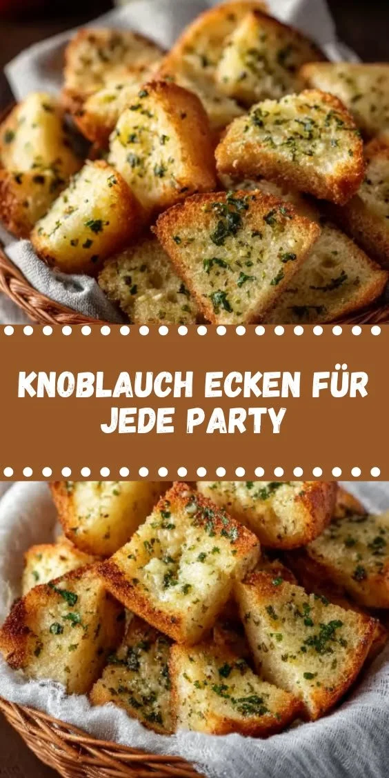 Leckere Knoblauch Ecken mit Käse als Fingerfood auf der Party serviert.