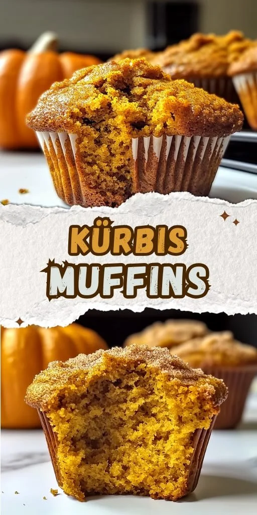 Luftige Kürbismuffins mit frischen Kürbissen und Gewürzen serviert
