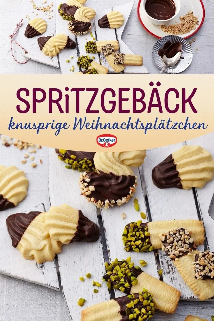Knuspriges Spritzgebäck auf einem Teller, perfekte Weihnachtsplätzchen.