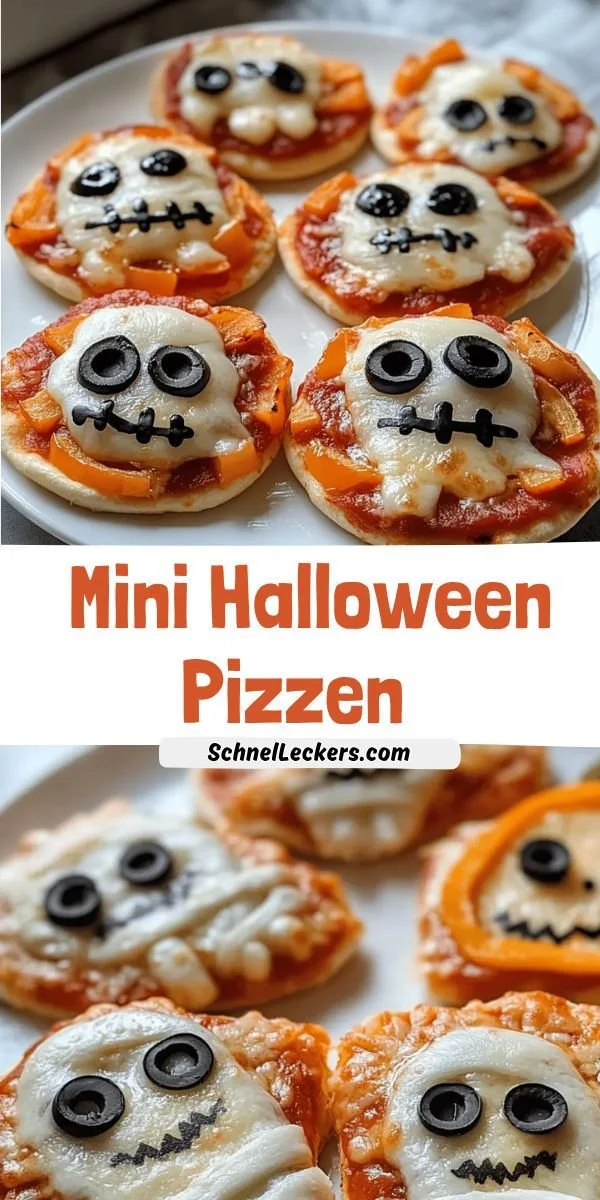 Leckere Mini Halloween Pizzen, ideal für Kindergeburtstage und Familienfeste