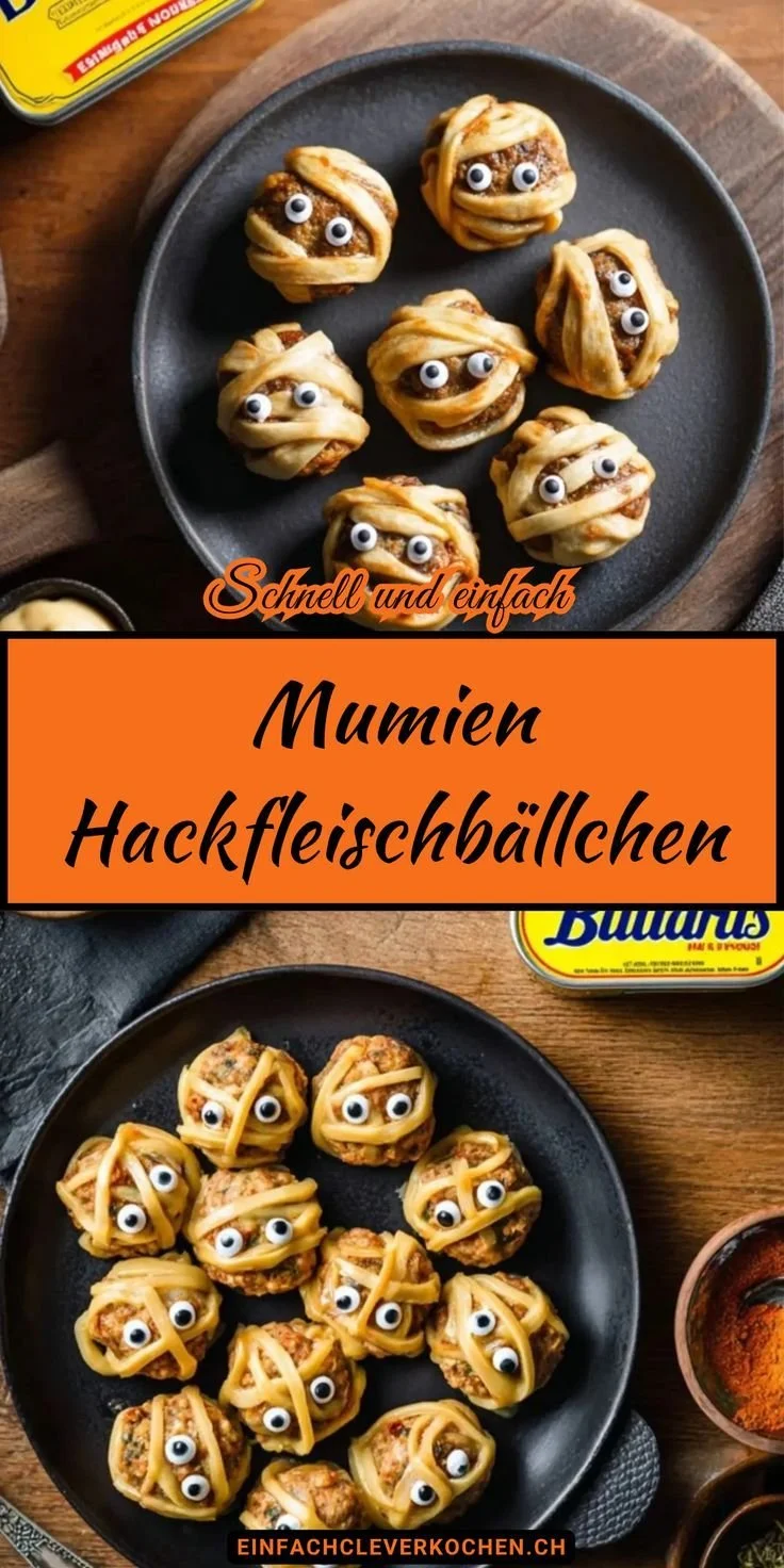 Mumien Hackfleischbällchen als Halloween Fingerfood Rezept