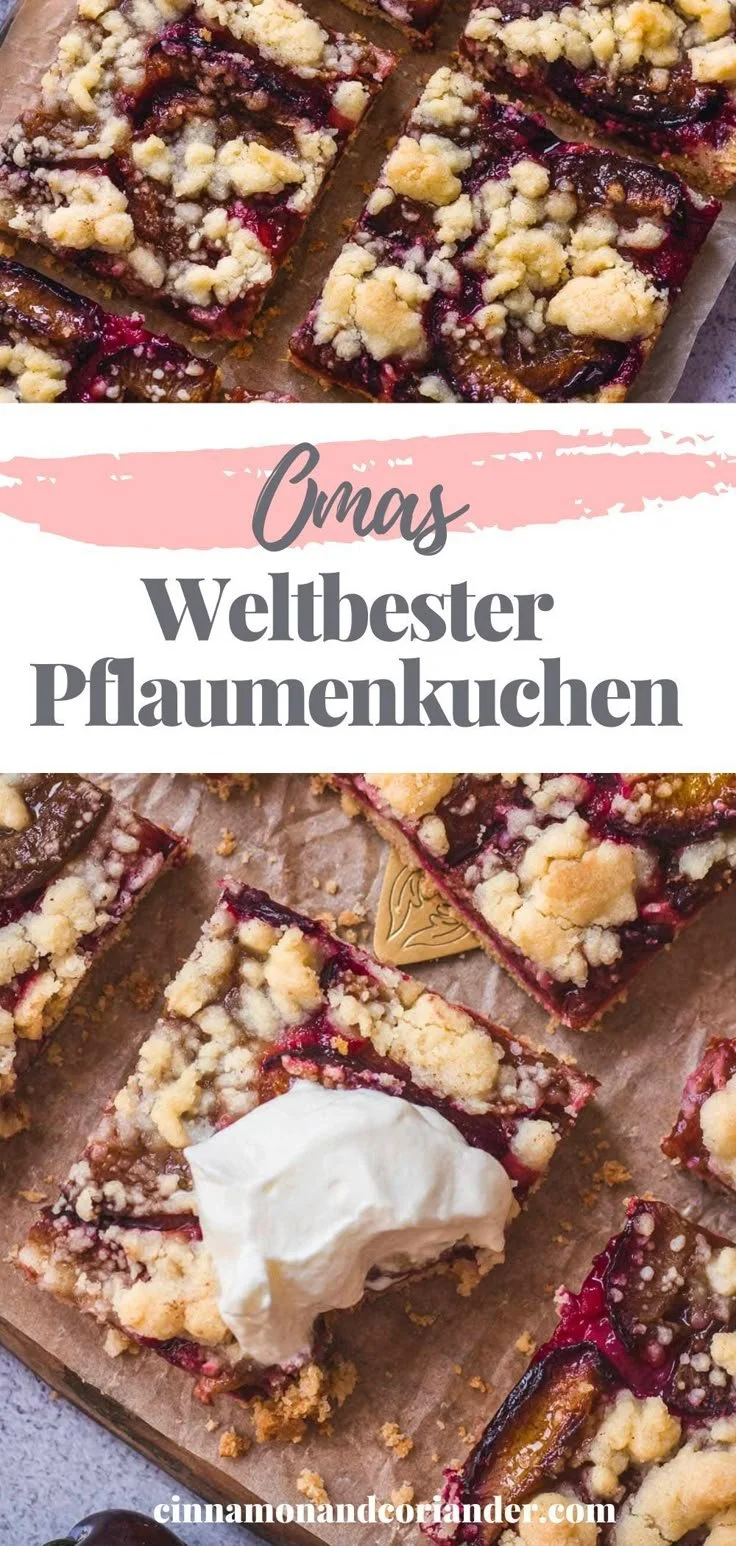 Omas Zwetschgendatschi mit Streusel und Mürbteig auf einem Teller