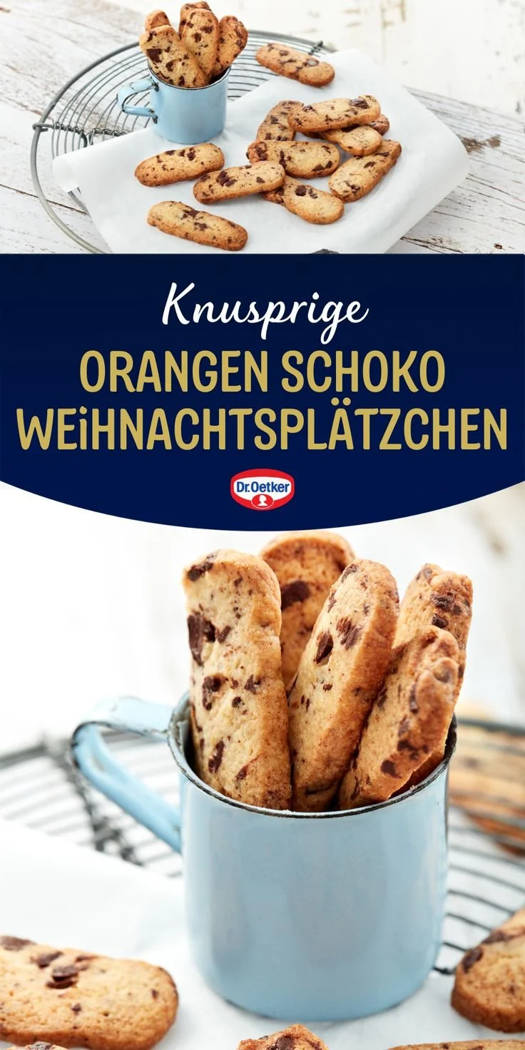 Orangen Schoko Plätzchen auf einem Teller, ideal für die Weihnachtsbackzeit