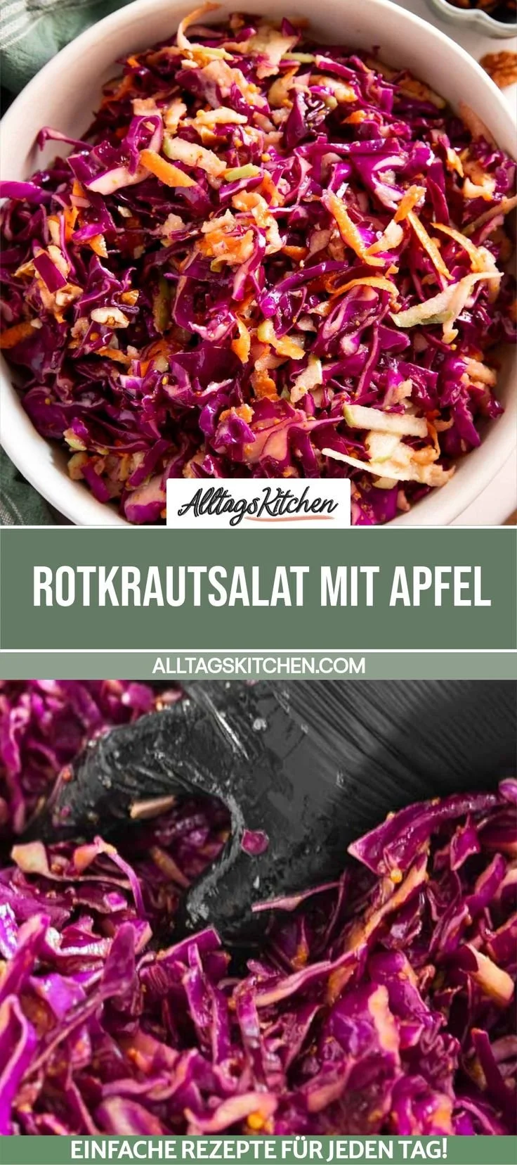 Leckerer Rotkrautsalat mit frischen Äpfeln als gesunde Beilage.