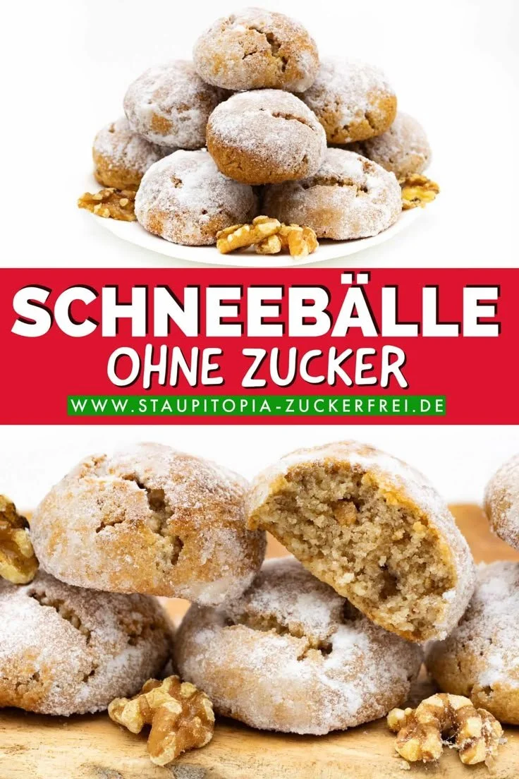 Schneebälle ohne Zucker mit Walnüssen auf einem Teller