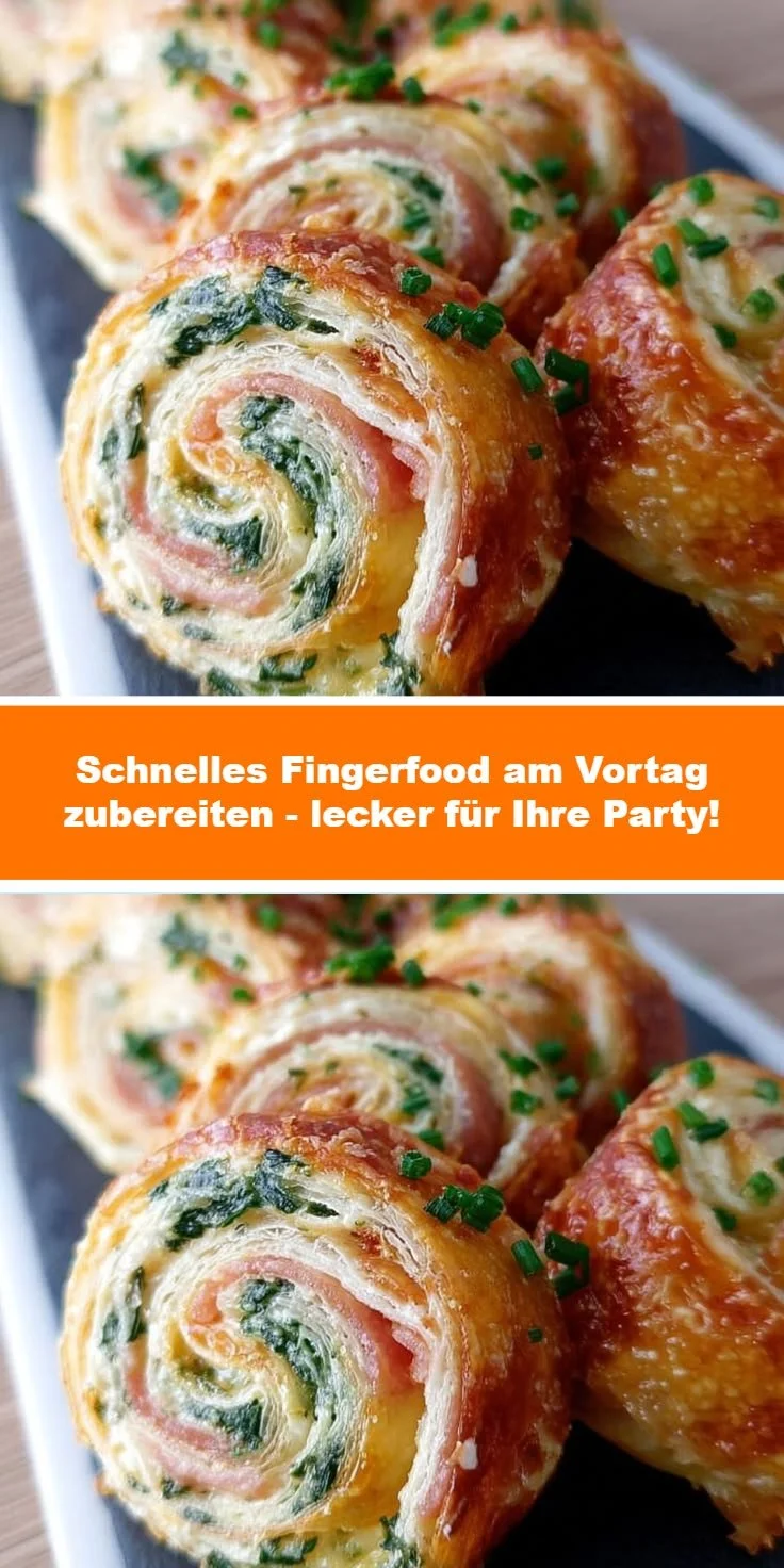 Leckeres Spinach Cheese Appetizer auf einem Tisch für Partygäste.