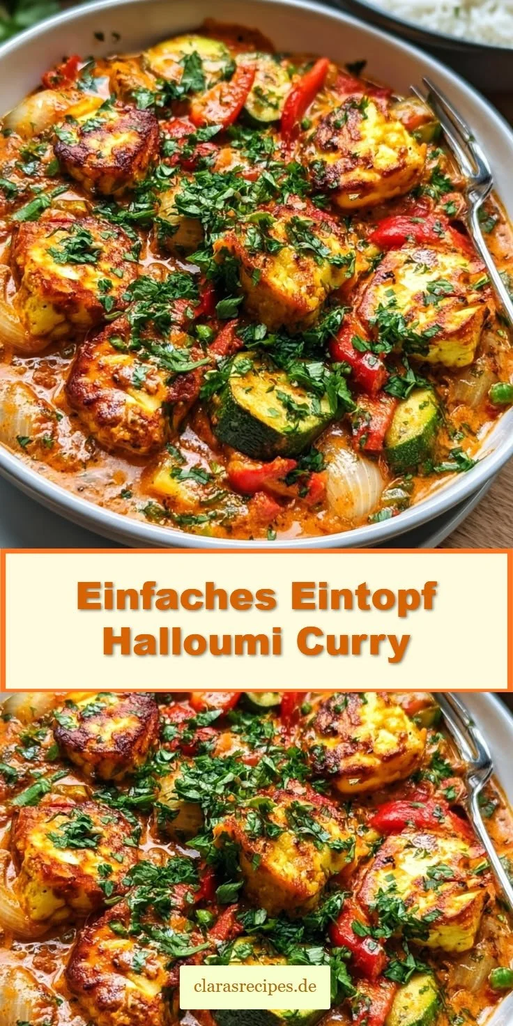 Schnelles und einfaches Halloumi Curry Eintopf in einer Schüssel