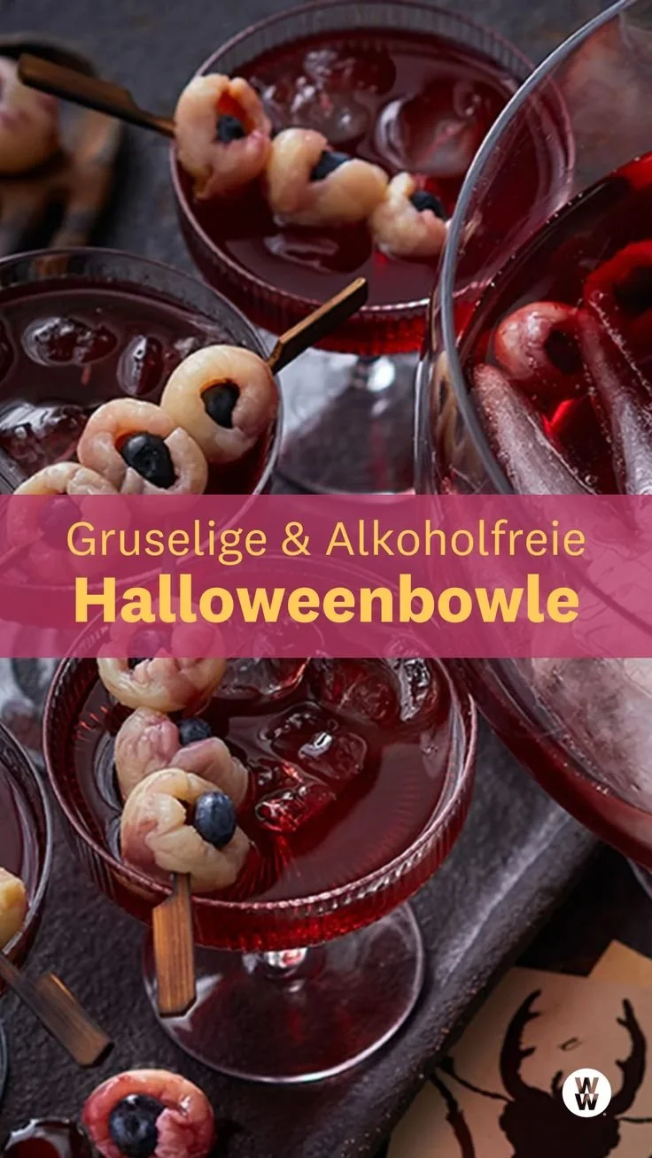 Schauriger Halloween-Punch in einer kreativen Schüssel serviert