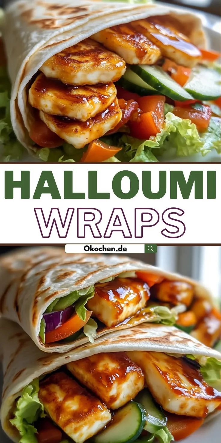 Knusprige Chili-Halloumi-Wraps auf einem Teller serviert