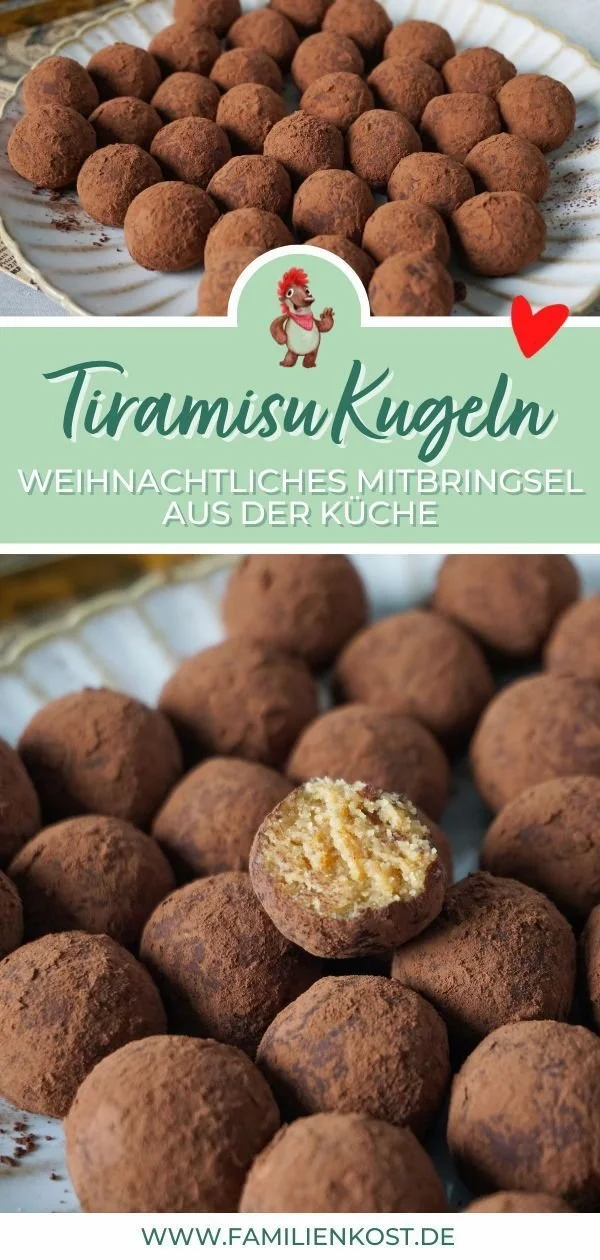 Weihnachtliche Tiramisu Kugeln als Geschenk aus der Küche für besondere Menschen.