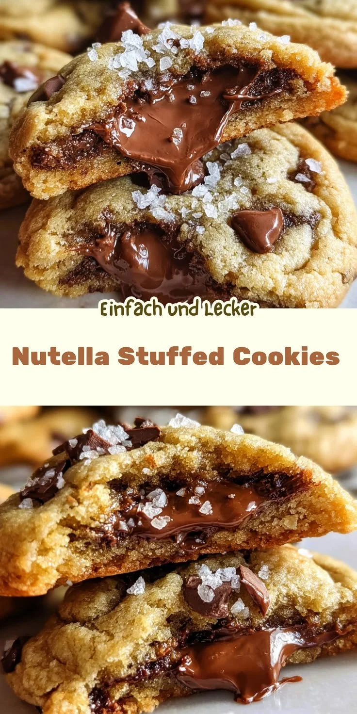 Leckere Nutella Stuffed Cookies frisch und schokoladig auf einem Teller